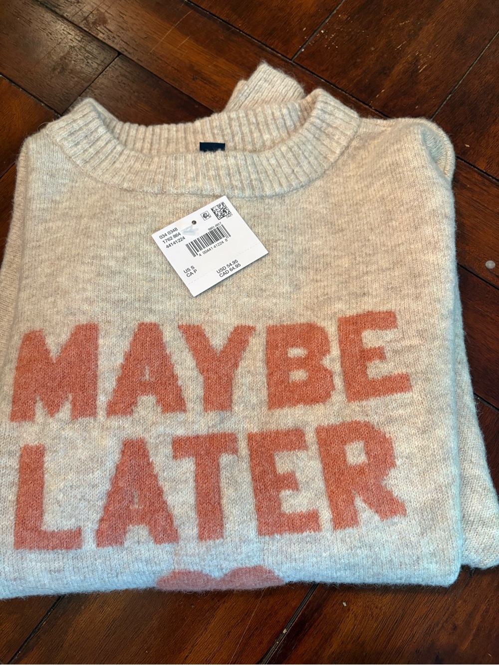 American Eagle Outfitters Cream Crewneck Sweater with Pink Text - Picture 6 of 6